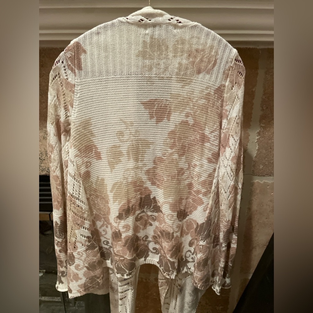 Knox Rose Womens Rose Pink Cream Open Cardigan 💯 % cotton cottagecore XS - Picture 10 of 10